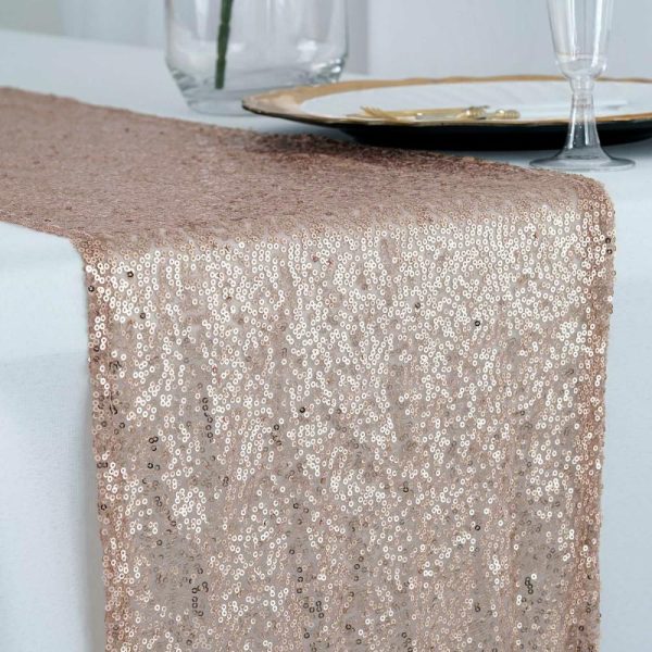 Sequin & Shimmer Runners |  12″x108″ Rose Gold Premium Sequin Table Runner