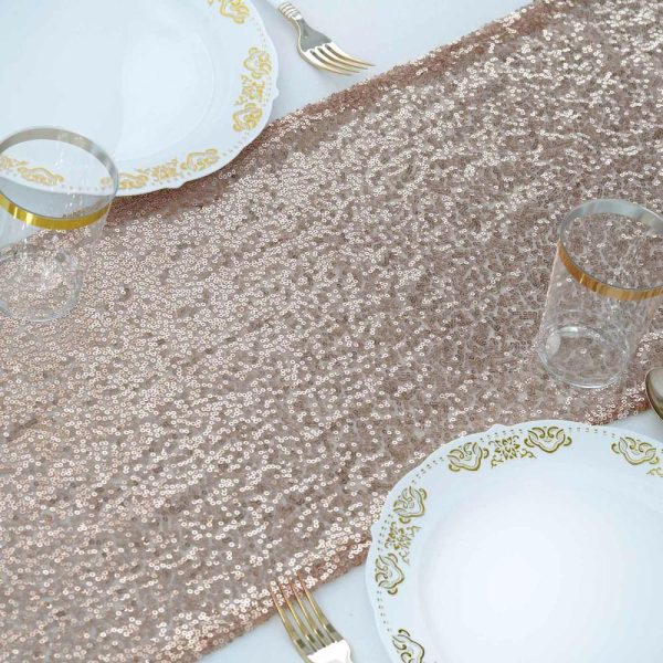 Sequin & Shimmer Runners |  12″x108″ Rose Gold Premium Sequin Table Runner