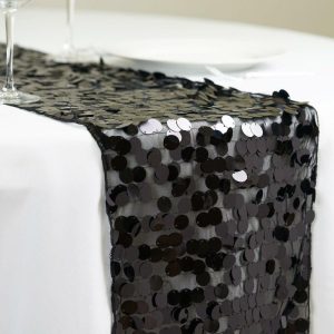 Sequin & Shimmer Runners |  13″x108″ Black Big Payette Sequin Table Runner