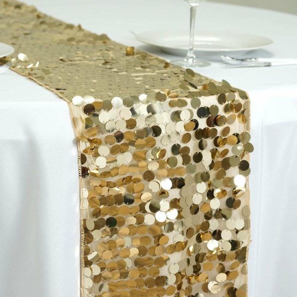 Sequin & Shimmer Runners |  13″x108″ Champagne Big Payette Sequin Table Runner