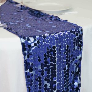 Sequin & Shimmer Runners |  13″x108″ Navy Big Payette Sequin Table Runner