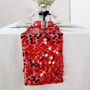 Sequin & Shimmer Runners |  13″x108″ Red Big Payette Sequin Table Runner