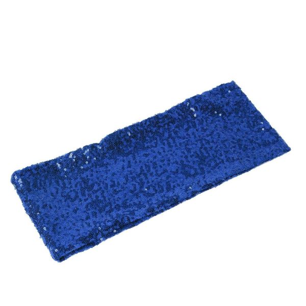 Sequin & Shimmer Sashes |  5 Pack 6″x15″ Royal Blue Sequin Spandex Chair Sashes Bands