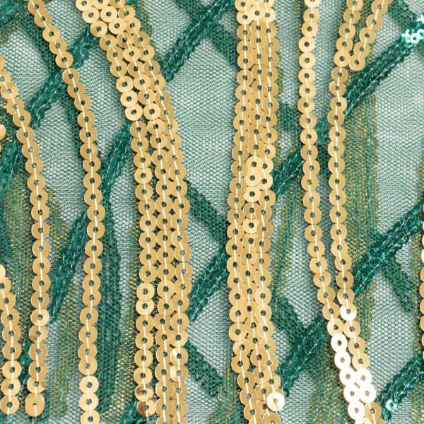 Sequin & Shimmer Sashes |  5 Pack Hunter Emerald Green Gold Wave Chair Sash Bands With Embroidered Sequins