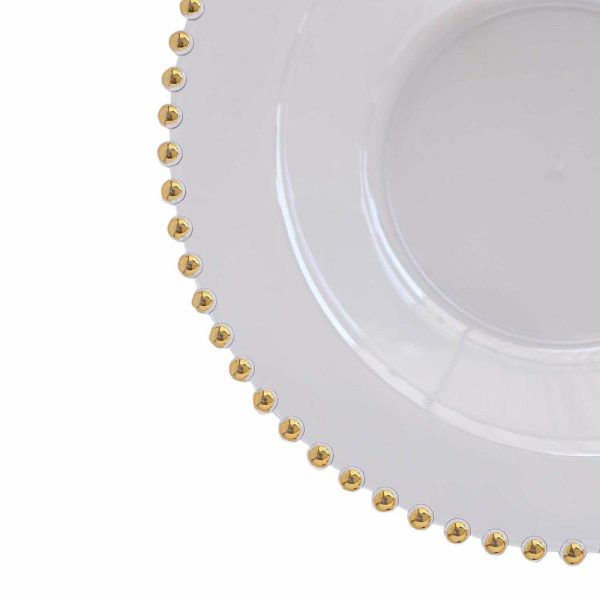 Serving Trays & Bowls |  10 Pack Clear Round Plastic Dessert Bowls with Gold Beaded Rim, 12oz Disposable Salad Soup Bowls