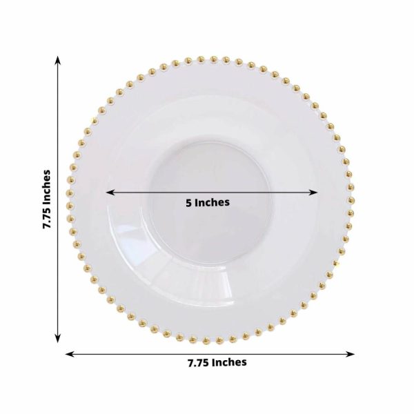 Serving Trays & Bowls |  10 Pack Clear Round Plastic Dessert Bowls with Gold Beaded Rim, 12oz Disposable Salad Soup Bowls