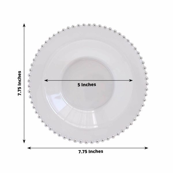 Serving Trays & Bowls |  10 Pack Clear Round Plastic Dessert Bowls with Silver Beaded Rim, 12oz Disposable Salad Soup Bowls