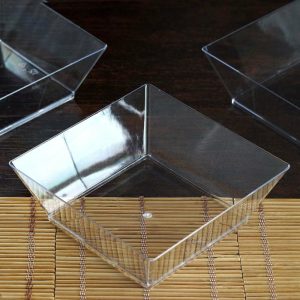 Serving Trays & Bowls |  12 Pack 10oz Clear Sleek Square Plastic Bowls, Disposable Bowls