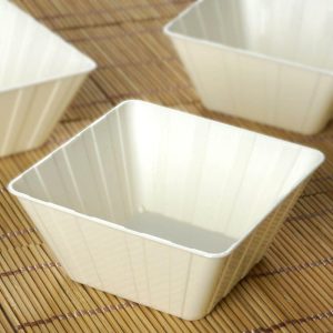 Serving Trays & Bowls |  12 Pack 7oz Modern Ivory Square Hard Plastic Bowls, Disposable Mini Dessert Bowls