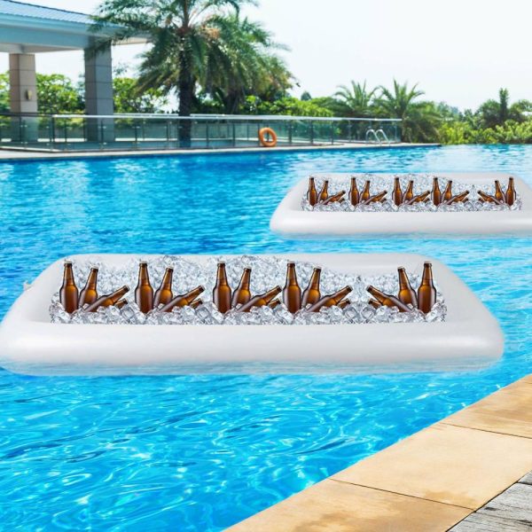 Serving Trays & Bowls |  2 Pack Inflatable Party Ice Cooler Buffet Serving Bar for BBQ Picnic Pool Party With Drain Plug – 50″x24″