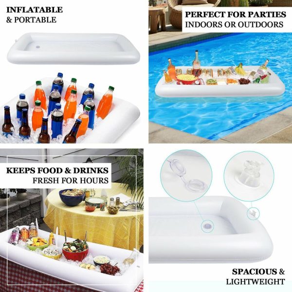 Serving Trays & Bowls |  2 Pack Inflatable Party Ice Cooler Buffet Serving Bar for BBQ Picnic Pool Party With Drain Plug – 50″x24″