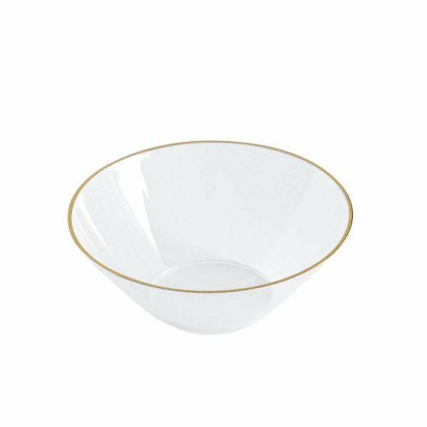 Serving Trays & Bowls |  24 Pack Clear Premium Plastic Ice Cream Bowls with Gold Rim, 7oz Heavy Duty Disposable Dessert Party Bowls