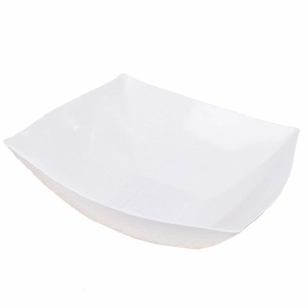 Serving Trays & Bowls |  4 Pack 128oz White Large Square Plastic Salad Bowls, Disposable Serving Dishes