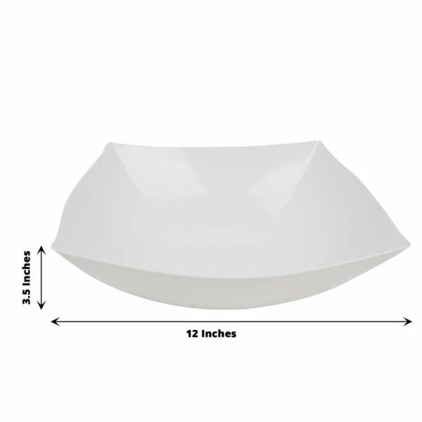 Serving Trays & Bowls |  4 Pack 128oz White Large Square Plastic Salad Bowls, Disposable Serving Dishes