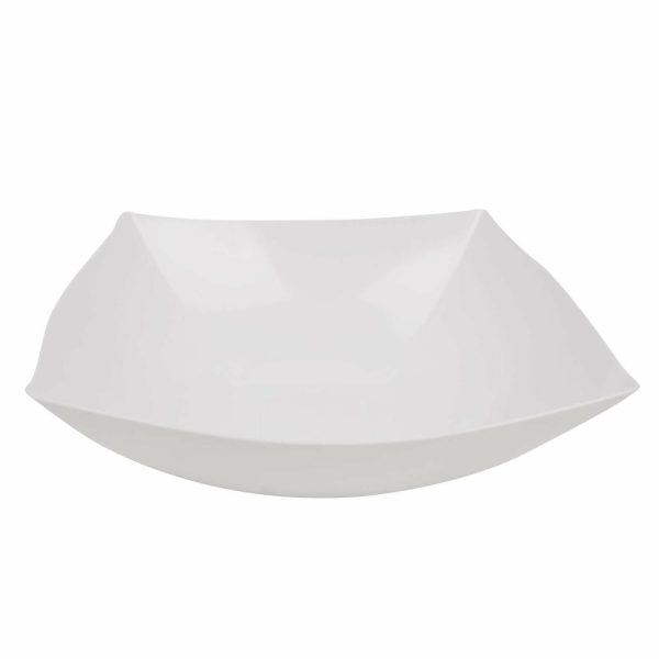 Serving Trays & Bowls |  4 Pack 128oz White Large Square Plastic Salad Bowls, Disposable Serving Dishes