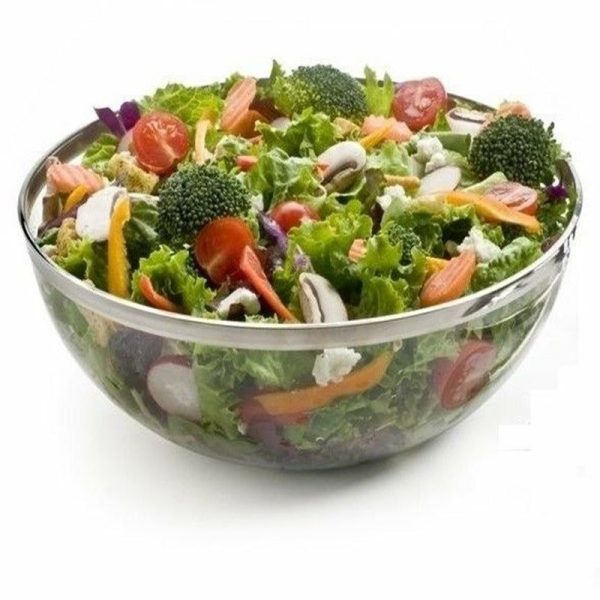 Serving Trays & Bowls |  4 Pack 32oz Clear Elegant Plastic Salad Bowls, Disposable Serving Dishes – Round with Silver Rim