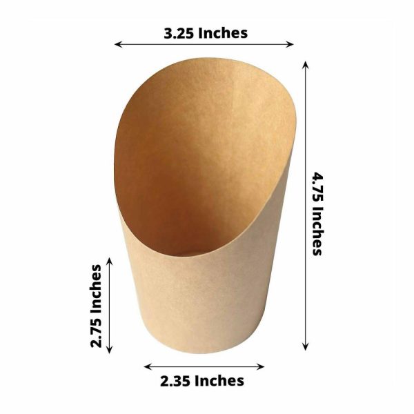 Serving Trays & Bowls |  50 Pack 14oz Natural Brown Paper Popcorn Box Appetizer Cups, Disposable Snack Cone Cups