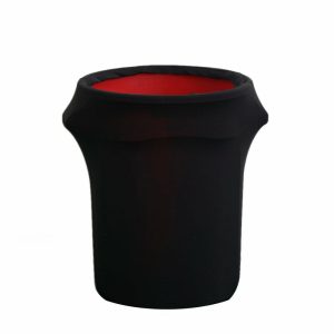 Spandex |  24-40 Gallons Black Stretch Spandex Round Trash Bin Container Cover