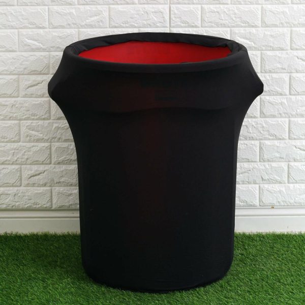 Spandex |  41-50 Gallons Black Stretch Spandex Round Trash Bin Container Cover