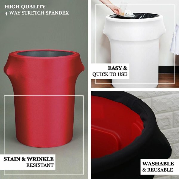 Spandex |  41-50 Gallons Black Stretch Spandex Round Trash Bin Container Cover