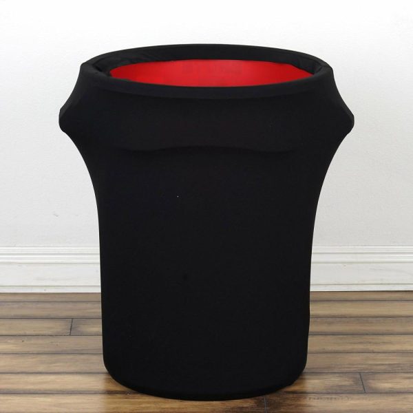 Spandex |  41-50 Gallons Black Stretch Spandex Round Trash Bin Container Cover