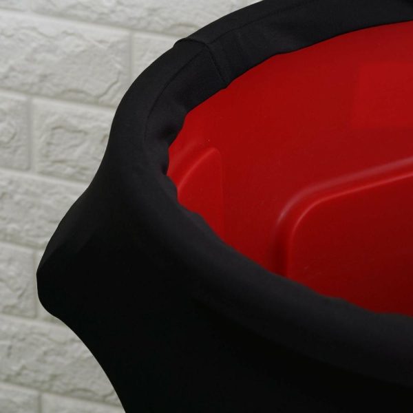 Spandex |  41-50 Gallons Black Stretch Spandex Round Trash Bin Container Cover