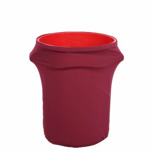 Spandex |  41-50 Gallons Burgundy Stretch Spandex Round Trash Bin Container Cover