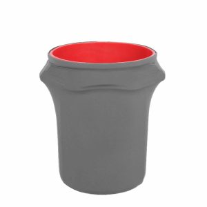 Spandex |  41-50 Gallons Charcoal Gray Stretch Spandex Round Trash Bin Container Cover