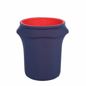 Spandex |  41-50 Gallons Navy Blue Stretch Spandex Round Trash Bin Container Cover