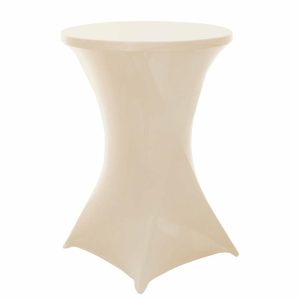 Spandex |  Beige Highboy Spandex Cocktail Table Cover, Fitted Stretch Tablecloth for 24″-32″ Dia High Top Tables