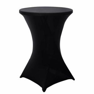 Spandex |  Black Highboy Spandex Cocktail Table Cover, Fitted Stretch Tablecloth for 24″-32″ Dia High Top Tables