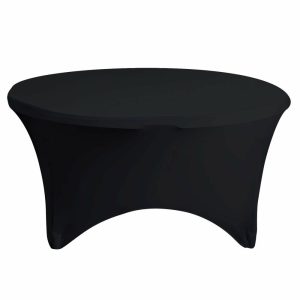 Spandex |  Black Stretch Spandex Fitted Round Tablecloth 60 in for 5 Foot Tables