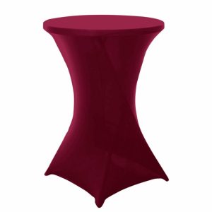 Spandex |  Burgundy Highboy Spandex Cocktail Table Cover, Fitted Stretch Tablecloth for 24″-32″ Dia High Top Tables