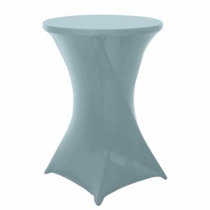 Spandex |  Dusty Blue Highboy Spandex Cocktail Table Cover, Fitted Stretch Tablecloth for 24″-32″ Dia High Top Tables