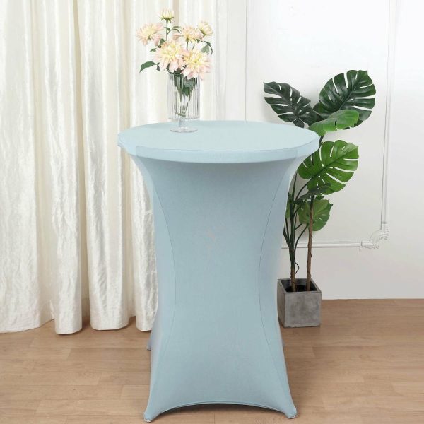 Spandex |  Dusty Blue Highboy Spandex Cocktail Table Cover, Fitted Stretch Tablecloth for 24″-32″ Dia High Top Tables