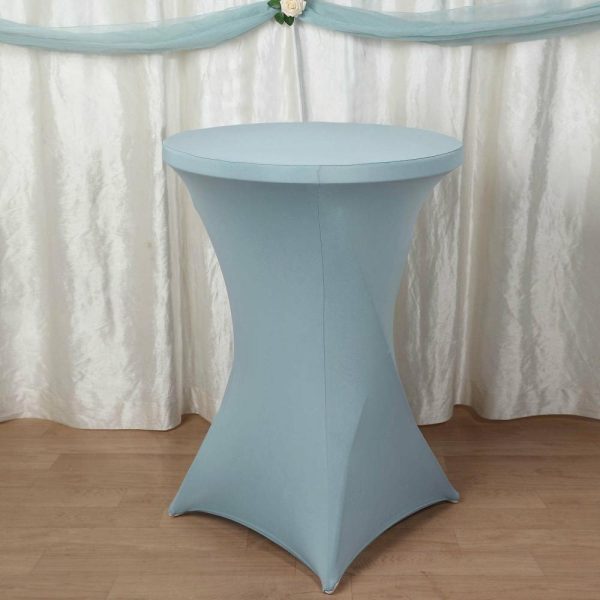 Spandex |  Dusty Blue Highboy Spandex Cocktail Table Cover, Fitted Stretch Tablecloth for 24″-32″ Dia High Top Tables