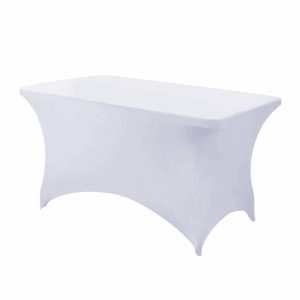 Spandex & Fitted |  4ft White Rectangular Stretch Spandex Tablecloth