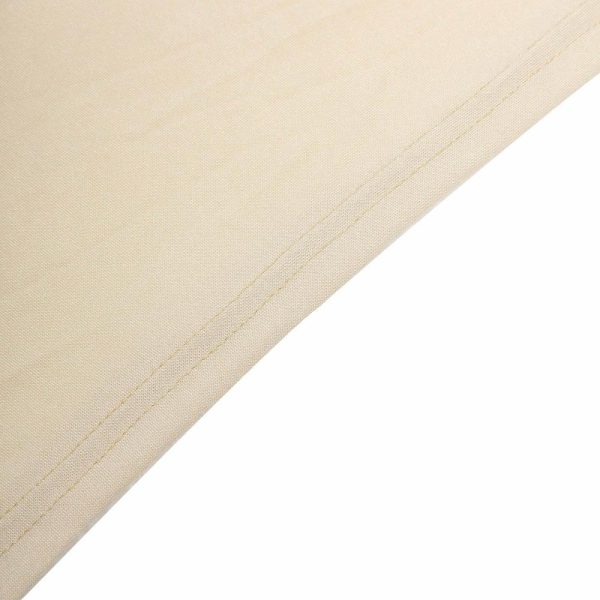 Spandex & Fitted |  Beige Stretch Spandex Rectangle Tablecloth 8ft Wrinkle Free Fitted Table Cover for 96″x30″ Tables