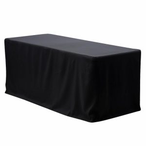 Spandex & Fitted |  Black Fitted Polyester Rectangle Tablecloth 4ft Table Cover For 48″x30″ Tables