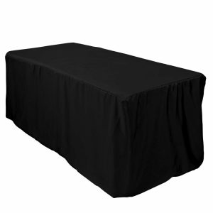 Spandex & Fitted |  Black Fitted Polyester Rectangle Tablecloth 6ft Table Cover For 72″x30″ Tables