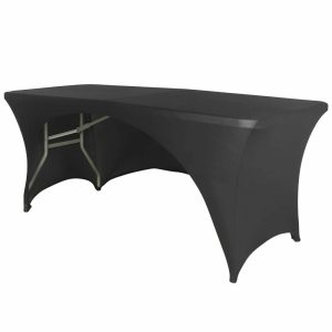 Spandex & Fitted |  Black Open Back Stretch Spandex Table Cover 6ft Rectangular Fitted Tablecloth For 72″x30″ Tables