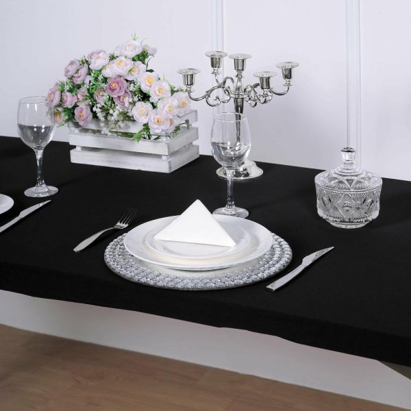 Spandex & Fitted |  Black Stretch Spandex Rectangle Tablecloth Top Cover 8ft Wrinkle Free Fitted Cover for 96″x30″ Tables