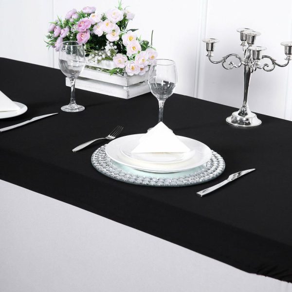 Spandex & Fitted |  Black Stretch Spandex Rectangle Tablecloth Top Cover 8ft Wrinkle Free Fitted Cover for 96″x30″ Tables