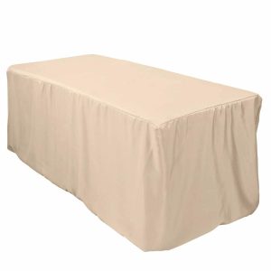 Spandex & Fitted |  Nude Fitted Polyester Rectangle Tablecloth 6ft Table Cover For 72″x30″ Tables