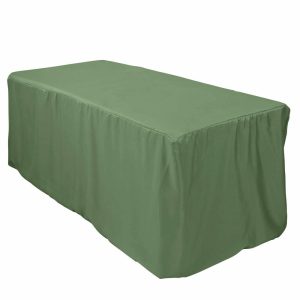 Spandex & Fitted |  Olive Green Fitted Polyester Rectangle Tablecloth 6ft Table Cover For 72″x30″ Tables