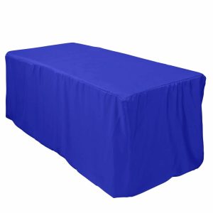 Spandex & Fitted |  Royal Blue Fitted Polyester Rectangle Tablecloth 6ft Table Cover For 72″x30″ Tables