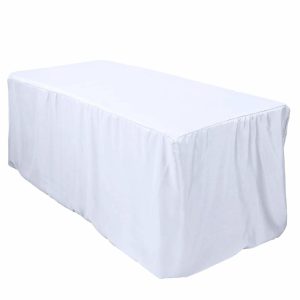 Spandex & Fitted |  White Fitted Polyester Rectangle Tablecloth 6ft Table Cover For 72″x30″ Tables