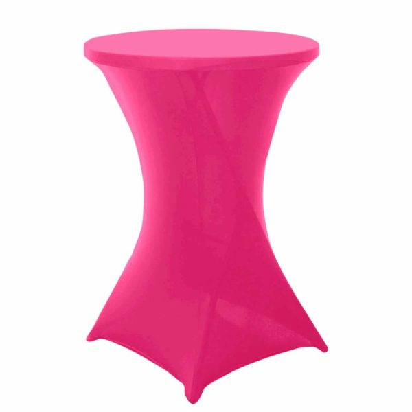 Spandex |  Fuchsia Highboy Spandex Cocktail Table Cover, Fitted Stretch Tablecloth for 24″-32″ Dia High Top Tables