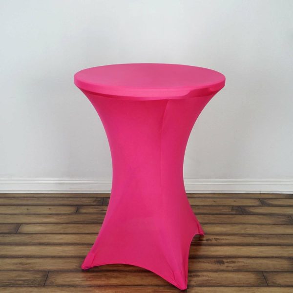 Spandex |  Fuchsia Highboy Spandex Cocktail Table Cover, Fitted Stretch Tablecloth for 24″-32″ Dia High Top Tables