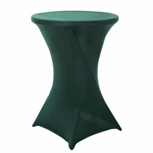 Spandex |  Hunter Emerald Green Highboy Spandex Cocktail Table Cover, Fitted Stretch Tablecloth for 24″-32″ Dia High Top Tables